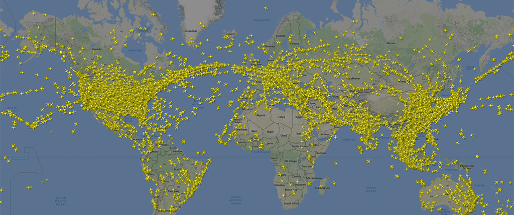 Costa Rica não aparece no mapa da Flightradar
